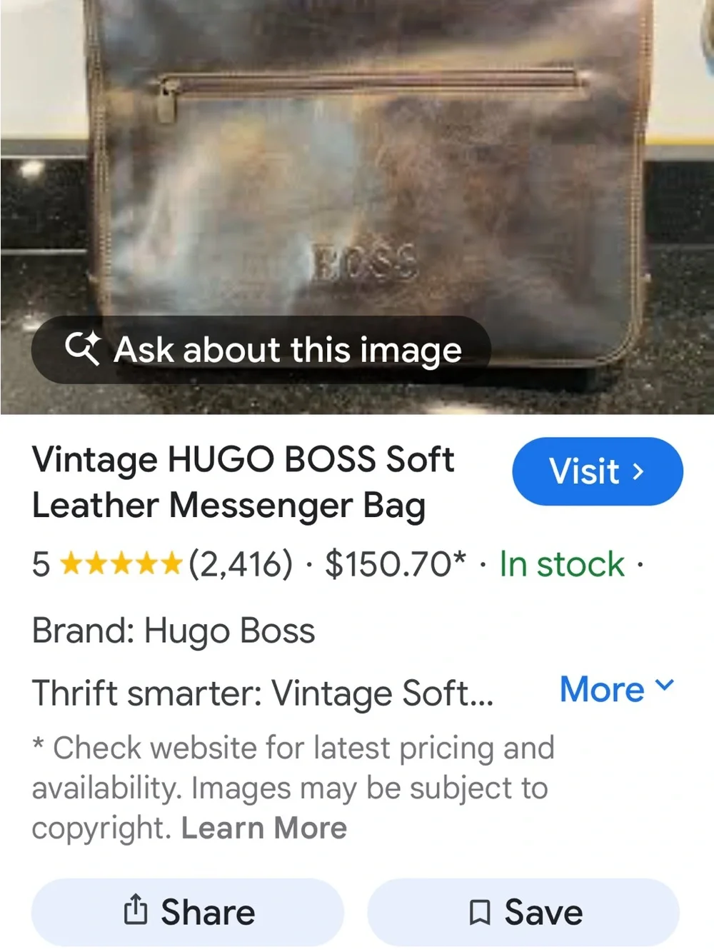 BOSS Brown Leather Briefcase with Shoulder Strap